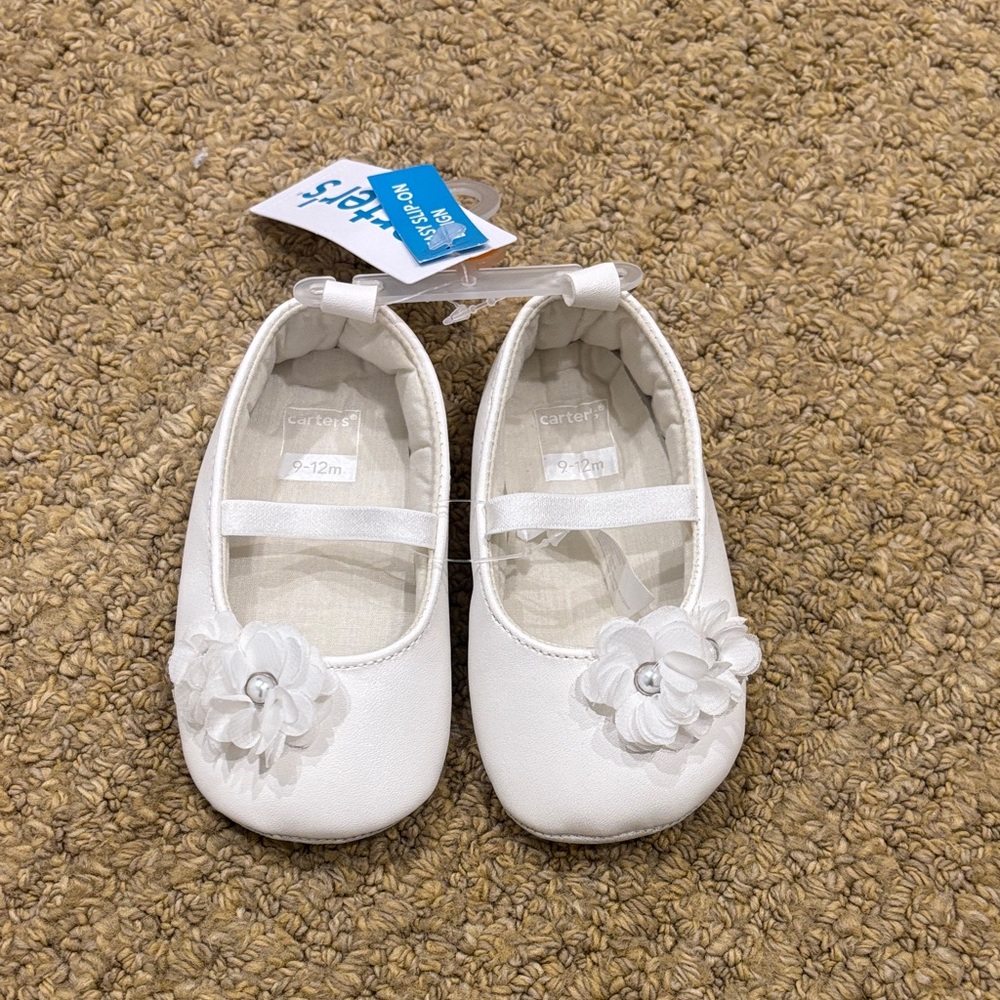 Carter's White Dress Shoes with Floral Detail